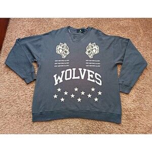 Darc Sports Wolf Graphic Print Crewneck Pullover Sweatshirt Gray Women's XL
